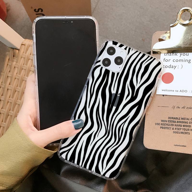 Cartoon Zebra Pattern Phone Case for iPhone 11 12 13 Mini Pro XS MAX 8 7 6 6S Plus X 5S SE 2020 XR Clear Case