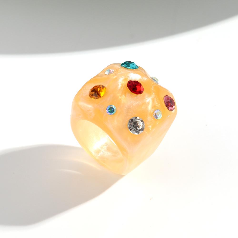 New Sweet Colorful Chunky Acrylic Finger Rings for Women Girl Trendy Resin Crystal Square Stackable Ring Minimalist Jewelry Gift