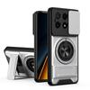 KEYSION Magnetic Phone Case for Xiaomi POCO X6 Pro 5G Slide Camera Lens Protection Upright Kickstand Ring Shockproof Back Cover