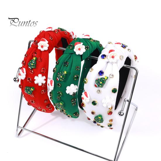 Vánoční čelenka Dámská čelenka s mini kamínky na vánoční stromeček Lehká slavnostní čelenka do vlasů pro večírky