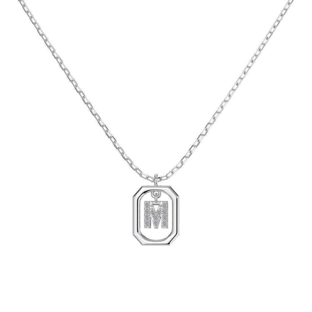 925 Silver Alphabet Pendant Necklace with Zircon Detailing - Women's Elegant & Unique Design