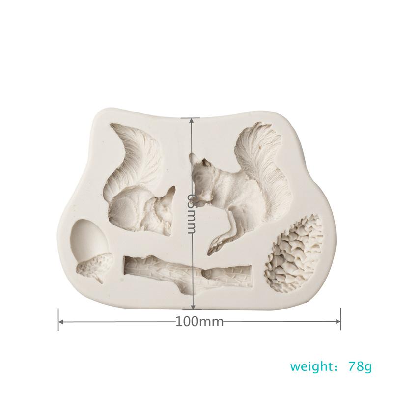 Cute Animal 3D Squirrel Pine Cone Silicone Mold Fondant Gumpaste Chocolate Moulds DIY Decoration Baking Tools