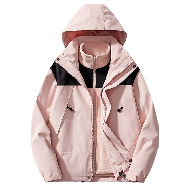 Herbst Winter Fleece Wanderjacken Herren Winddicht Wasserdicht Outdoor Jacken 3XL rosa