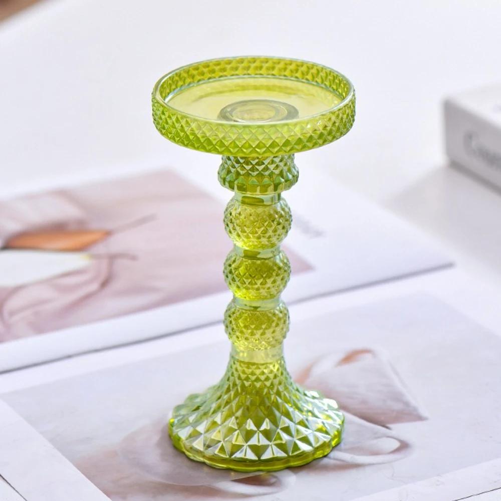 Creative High Footed Glass Candlestick Dining Table Wine Cabinet Decor Candle Stand Centerpiece for Table Wedding Dinning Party