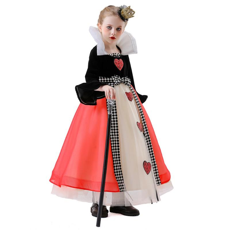 Alice In Wonderland Queen Of Hearts Costume Dress Women Kids Cosplay Party Halloween Fancy