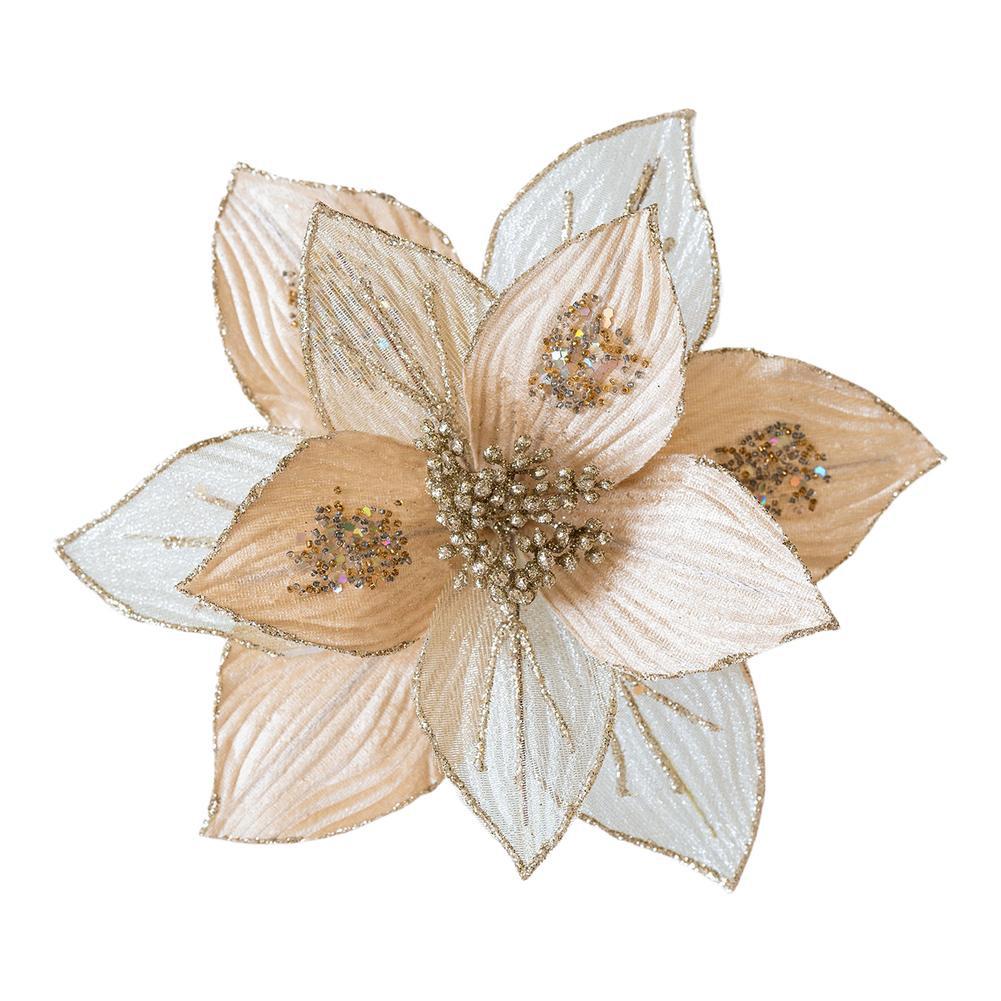 Holiday Decorations 25cm Glitter Sequins Cloth Flowers for Christmas Trees Wreaths Garland Projects and Festive Displays