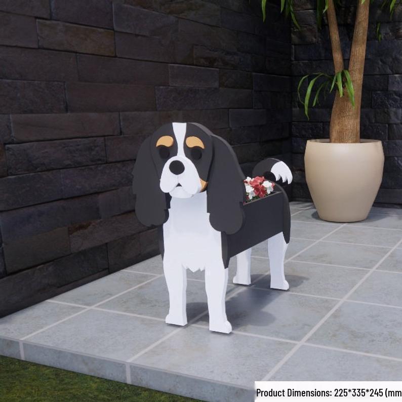 Garden Art Dog and Cat Flower Pot Set