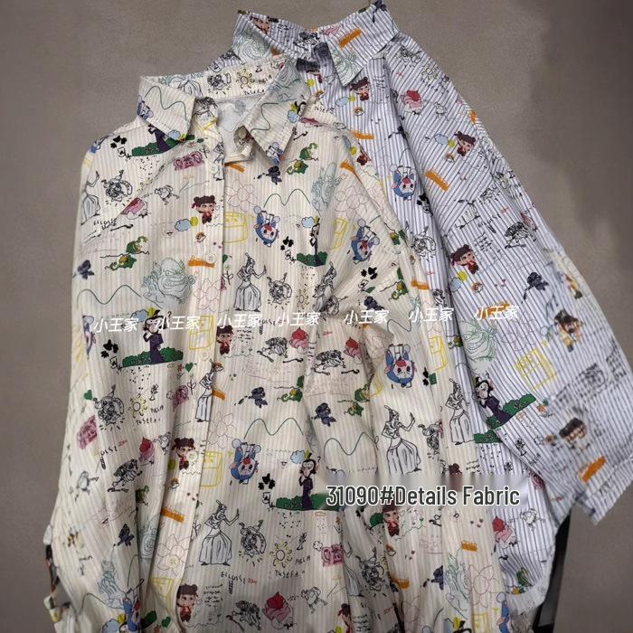 Xiao Wang's Women's Plus Size Loose Fit Anime Print Long Sleeve Shirt - Spring/Summer Korean Casual Style