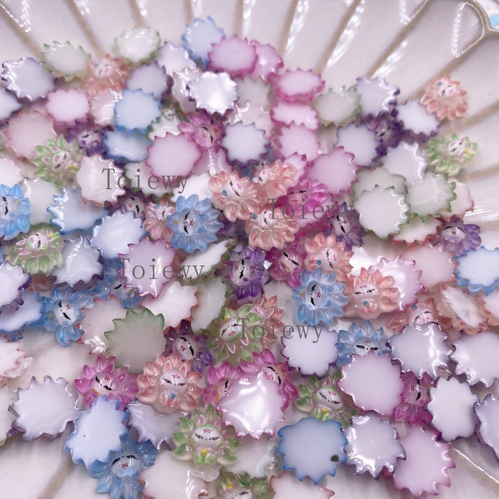 50pcs Mix Resin Colorful Mini Kawaii Cartoon Fox Art Nail Flatback Stone Applique DIY Wedding Scrapbook Decor Crafts Accessories