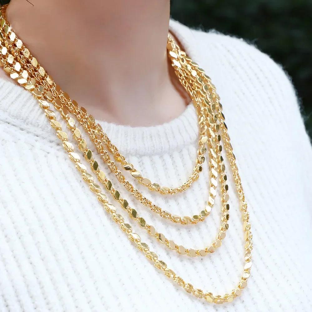 4mm Wide Diamond Chain Gold Charm Necklaces Various Sizes Can Be Matched Freely Pendant Necklace Bracelet Earrings Jewelry
