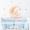 Cartoon Cute Animals Moon Cat Rabbit Wall Stickers for Kids Room Background Bedroom Decoration Girls Home Decor Living Room