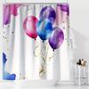 Polyester Balloon Print Shower Curtain, Vibrant Colors & Gold Balloons, Watercolor Splash Background, Modern Bathroom Decor