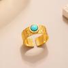 Europäischer und amerikanischer Titanstahlring mit Blumenöffnung, vergoldeter High-End-Zeigefingerring, farbenfroher, vielseitiger Ring, Schmuckgeschenk