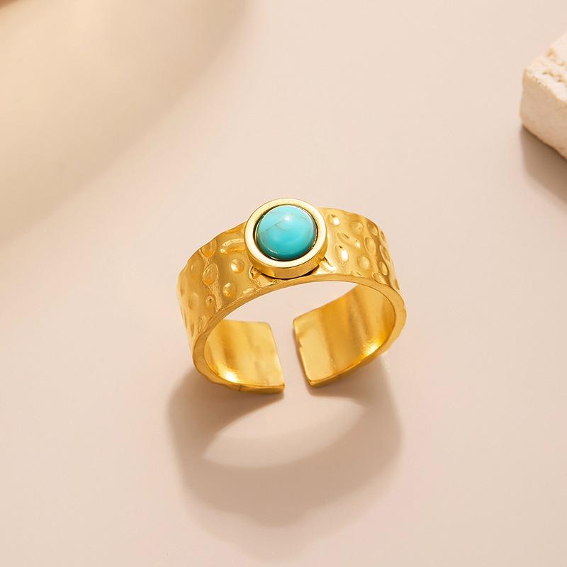 Europäischer und amerikanischer Titanstahlring mit Blumenöffnung, vergoldeter High-End-Zeigefingerring, farbenfroher, vielseitiger Ring, Schmuckgeschenk
