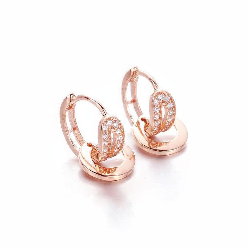 Purple Gold Pure Round Earrings Women'S Color Gold Classic Luxury Rose Gold Plated Ear Buckles
