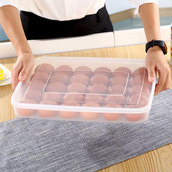 Eierbehälter mit Deckel, nachfüllbar, einlagig, große Kapazität, transparenter Kunststoff-Eierkarton, Küchenbedarf