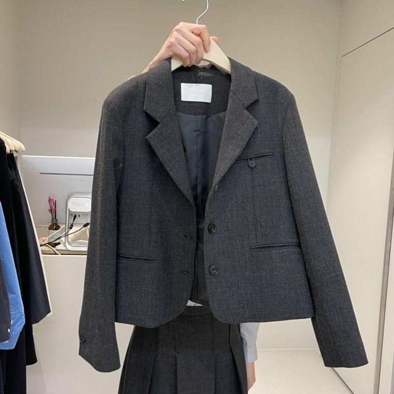 

Маленький костюм верхняя одежда женская 2025 весна новое поступление K-стиль свободный модный элегантный необычный короткий костюм тренд Dark gray 2XL