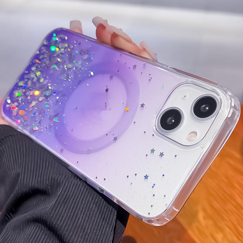 iPhone 17 Case: Epoxy, Glitter, Magnetic - Compatible with iPhone 11, 12, 13 Pro Max, 14, and 15 Gradient Styles