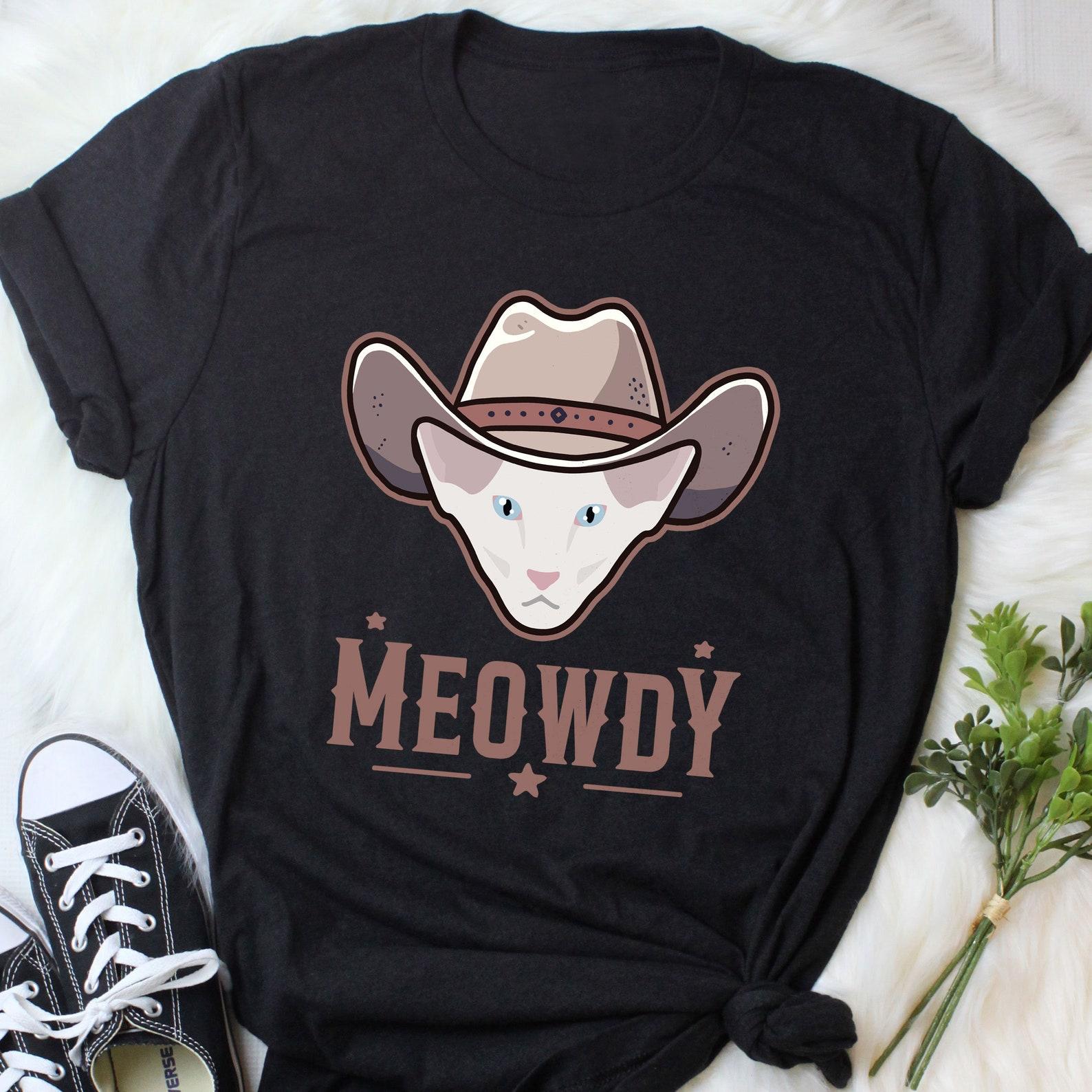Oriental Shorthair Meowdy Shirt, , , Funny Cowboy Cat Lover Gift, Cute Howdy T-shirt, Pet Cat Mom, Dad Tee, Western Yeehaw White 130