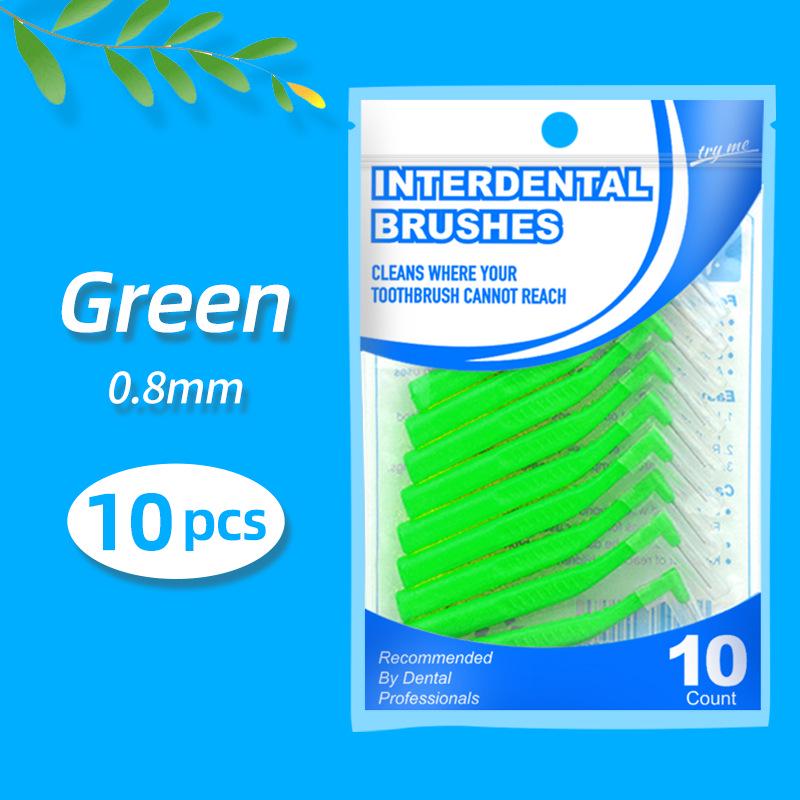 L-Shaped Interdental Toothbrush Set (10-Pack) with Wire Bristles