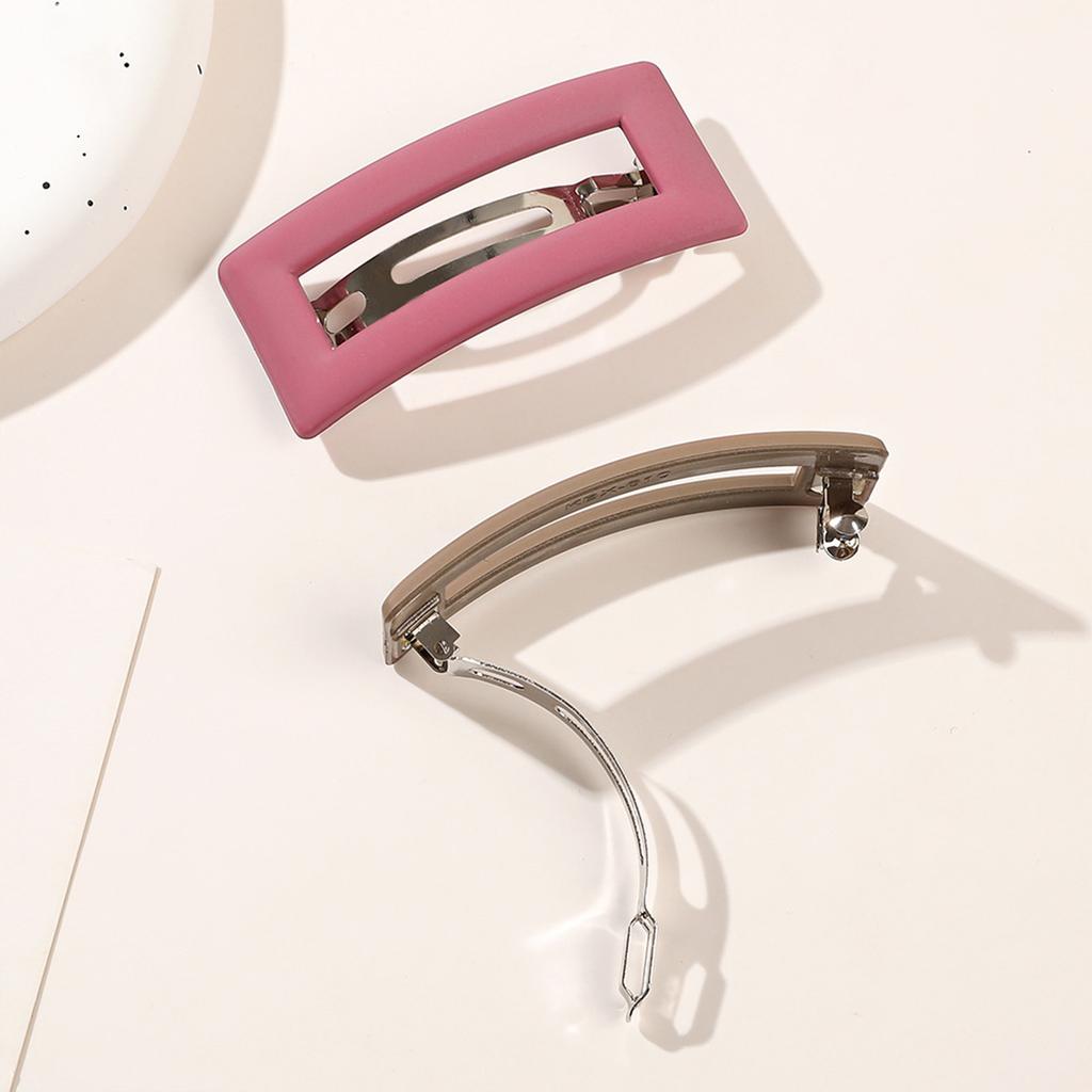 8cm Square Spring Hair Clip For Women Vintage Simple Frosted Hairpin Girls Daily Outdoor Hair Clip Elegant Hair Accessories 1pc