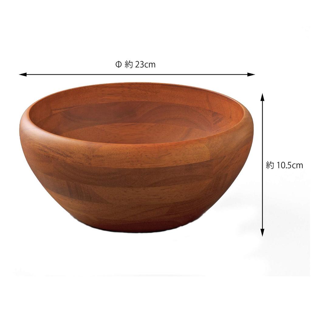Swanson Trading Wooden Salad Light Diameter 23cm x Height Soft Salad Bowl Co., Ltd. Bowl, 2L, Brown, 10.5cm, Curve, SL-225B