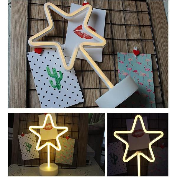 Star Neon Sign Light with Base Star Shape LED Night Light Table Lamp Party Christmas Birthday Star Light Decor, USB or