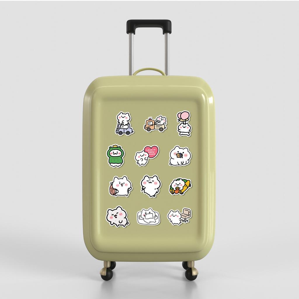 50 Cute Rice Cake Cat Graffiti Stickers for Mobile Phones and Computers, Waterproof Decorative Stickers, Cartoon Animal Stickers
