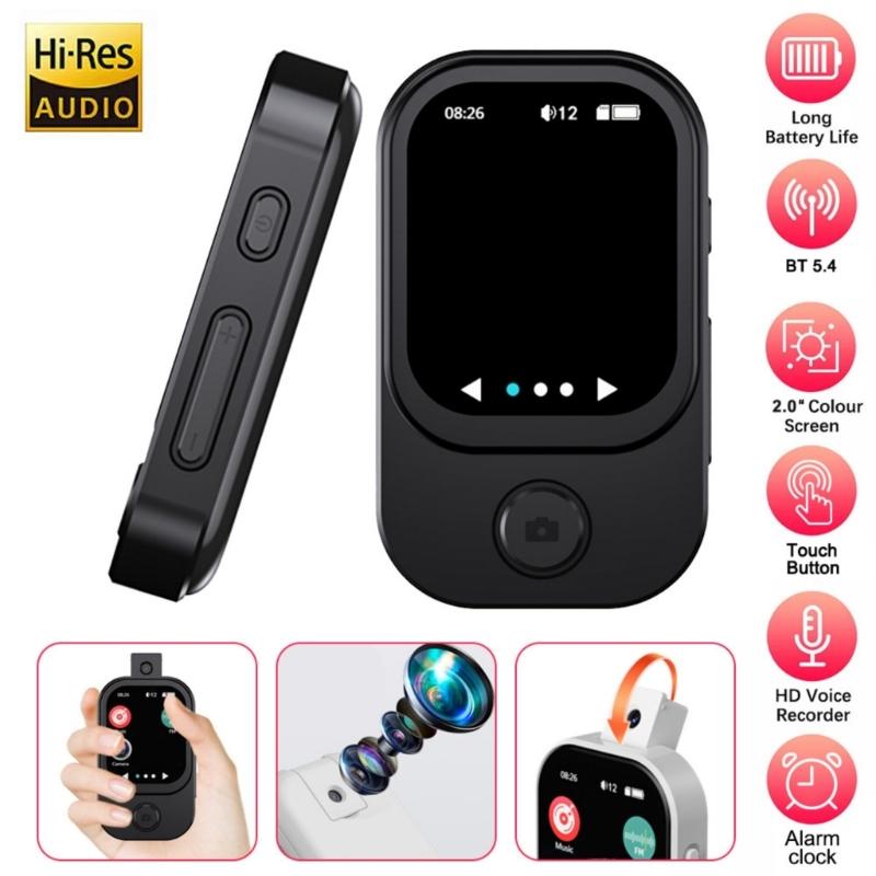 Multifunctional MP4 Player 180° Rotating Lens Frequency Radio Recording Radio 5.3 Touch Display Cable Support