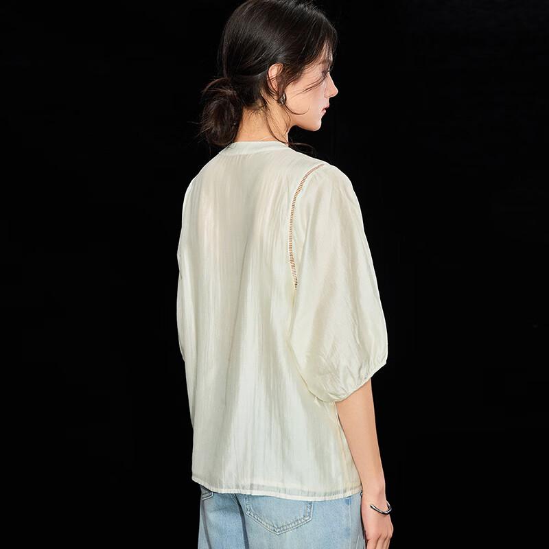 Women's Tencel Embroidered Hollow-Out Blouse