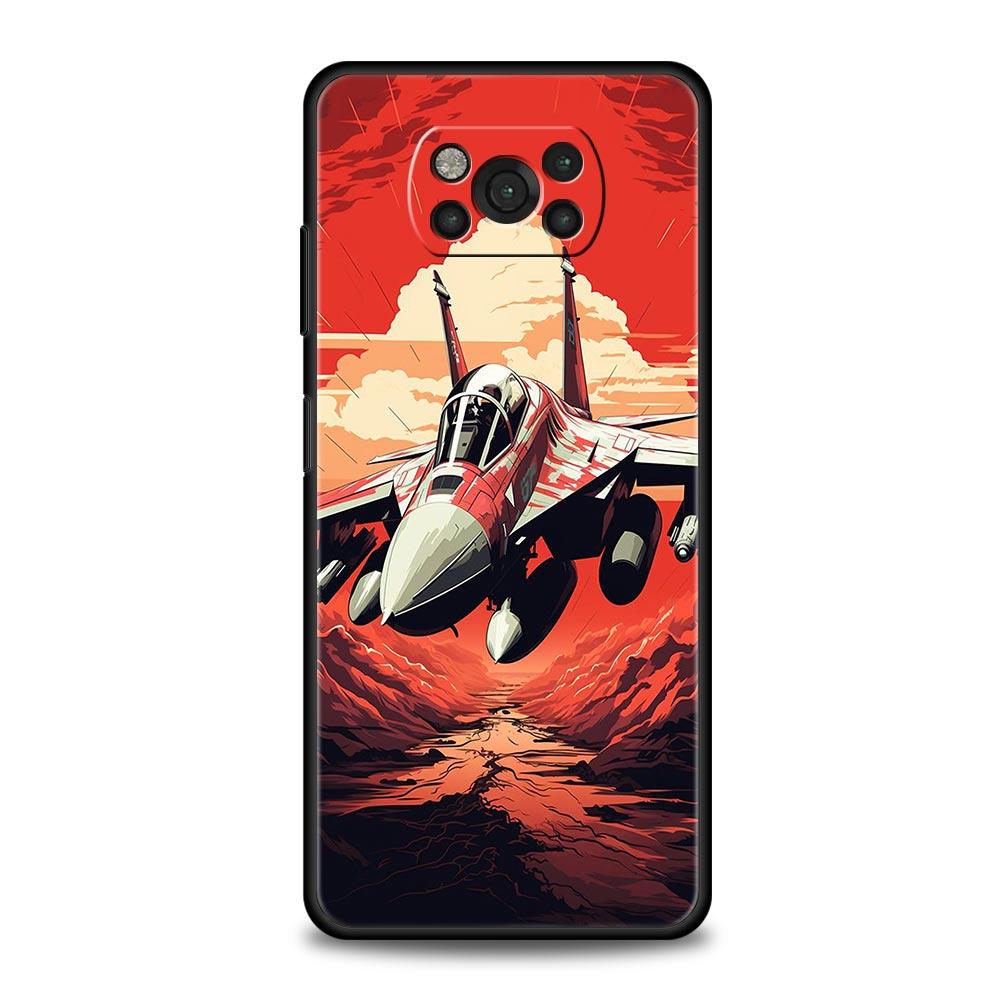Fighter Planes Phone Case For For Xiaomi Poco X6 X5 Pro X4 X3 NFC F5 Pro F4 F3 GT M5 M4 Pro 5G M3 C51 C50 C55 Soft Cover