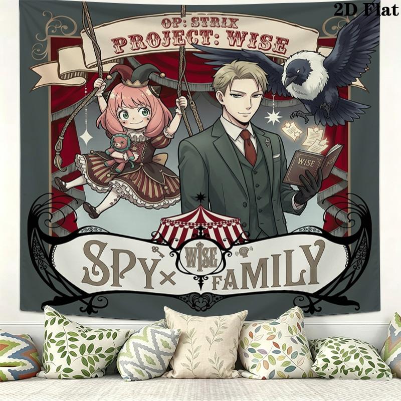 Spyxfamily Wall Tapestry Aesthetic Wall Hanging Printed Fabric Blanket Decorative Tapestries For Bedroom Living Room Home Decor