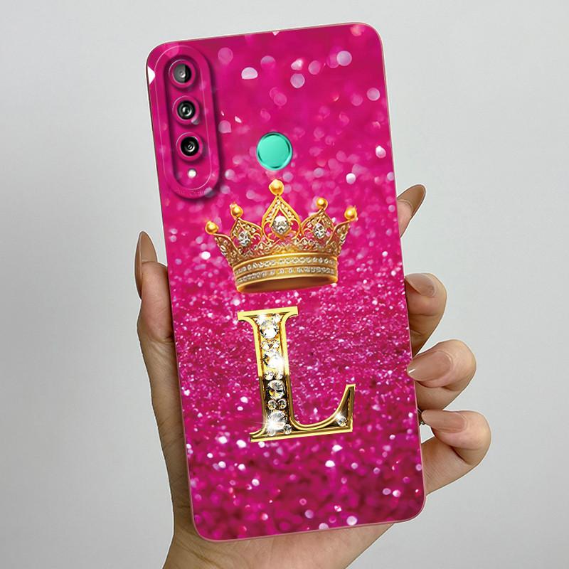 For Huawei Y7p P40 Lite E ART-L28 ART-L29 Fashion Initial Letter Couple Phone Case Y7P 2020 Soft Silicone TPU Protective Casing
