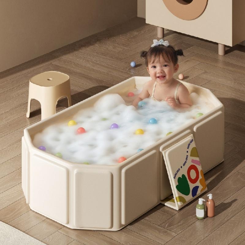 Draagbaar & Opvouwbaar Babybadje Grote Capaciteit Babybadkuip voor Comfortabel Baden van Pasgeborenen Thuis Dagelijks