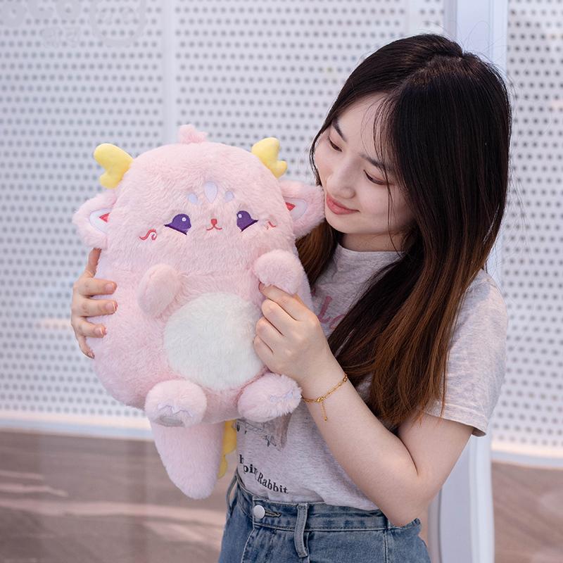 38Cm Cartoon Dragon Looong Doll Plush Toy Stuffed Fluffy Purple Pink White Green Animal Plushie Companion Sleeping Friend Gift
