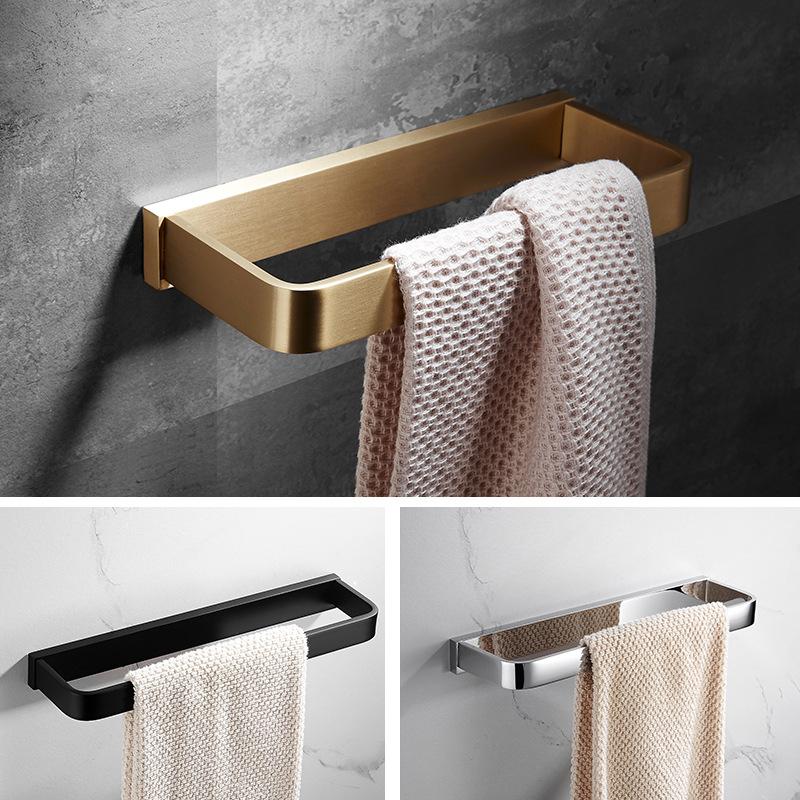 Brushed Gold Brass Bathroom Towel Ring Wall-mounted Shower Towel Rack Chrome/Black Toilet Towel Bar Bathroom Hardware Pendant