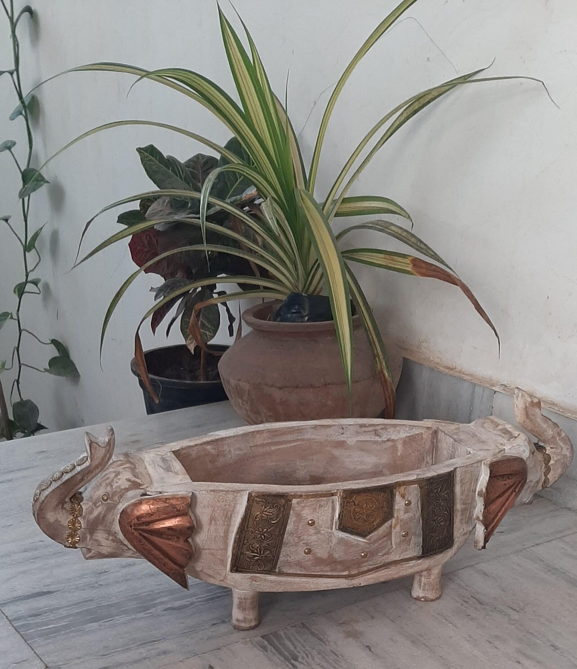 

Handmade Wooden Elephant Fruit Bowl: Indian Home Decor 16” X 8” X 24” (l x w x h) разноцветный