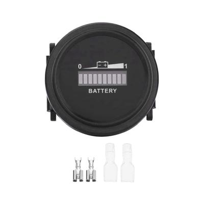 High Accuracy Round Battery Capacity Monitor with LCD Percentage Display Voltage Level Meter for Marine Forklift