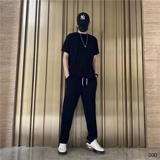 Harajuku Trend Short-Sleeve T-Shirt and Trousers Set for Men