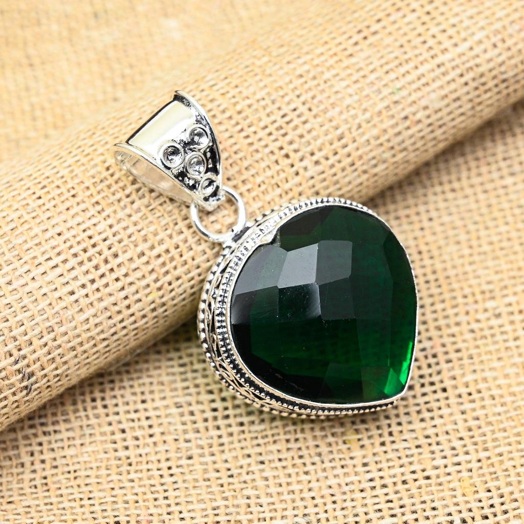 Chrome Diopside Gemstone 925 Solid Sterling Silver Handmade Jewelry Exquisite Pendant For Women