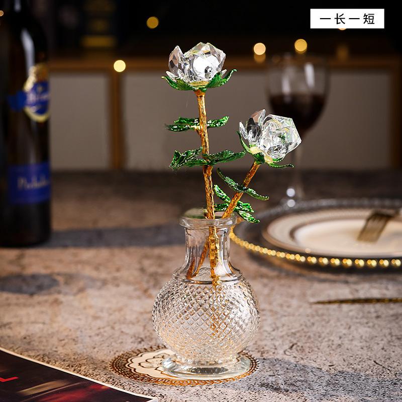 Mother's Day Crystal Crafts Rose Ornament Valentine's Day Girlfriend Wife Holiday Gifts Living Room Ornaments