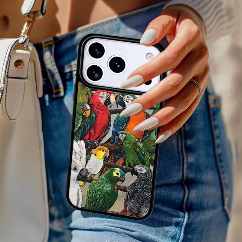 Animal Parrot Birds Phone Case For iPhone 17 Air 14 15 13 12 Max Cover For Apple 14 15 16 16e 11 Pro Max Plus Coque