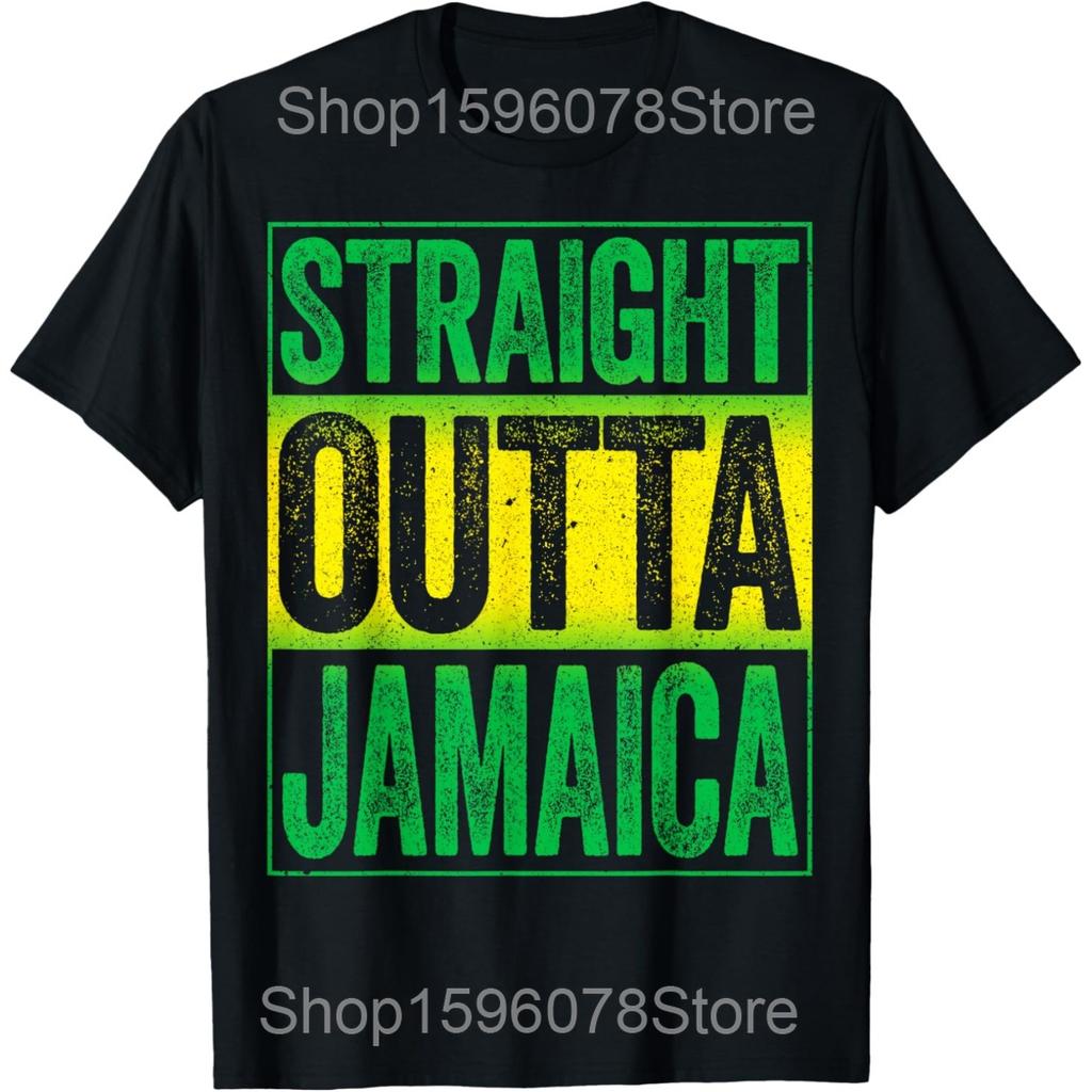 Jamaican Flag Heart Vintage Jamaica T Shirts Men Women Pure Cotton Humor Streetwear Tee Shirt Short Sleeve Unisex Loose Clothing