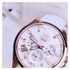 Casio SHEEN series three eyes and three circles design business quartz movement leather strap Japanese and Korean watch women's watch SHE-3806GL-7AQ