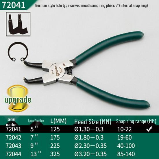 SATA Snap Ring Pliers Set: Internal/External, Bent Nose for Shaft Holes
