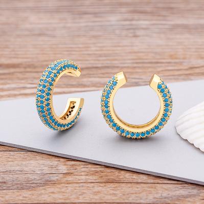 New Arrival Copper Zircon Round Ear Cuff For Women Without Piercing Earrings Jewelry Earcuff Real Gold Color Fashion Jewelry