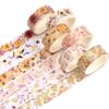 YUBBAEX Floral Masking Tape Plant Design with Silver Foil Washi Paper for Journal Wrapping 6-Roll Set Stamping, Tape, Art/DIY Crafts/Bullet