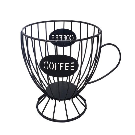 Coffee Holder Minimalist Non-slip Hollowed Rustproof Corrosion-resistant Large Capacity Iron Ergonomic Handle K Cup Organizer for Counter