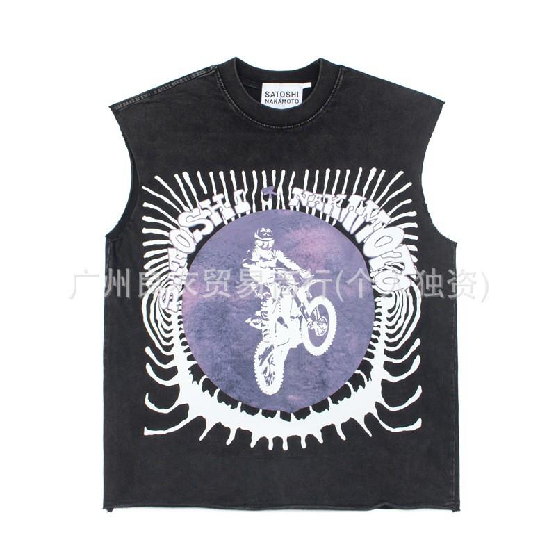 Unisex Oversized Streetwear Tee With Distressed Ink Wash Print Loose Fit Cotton T-Shirt Casual Wear