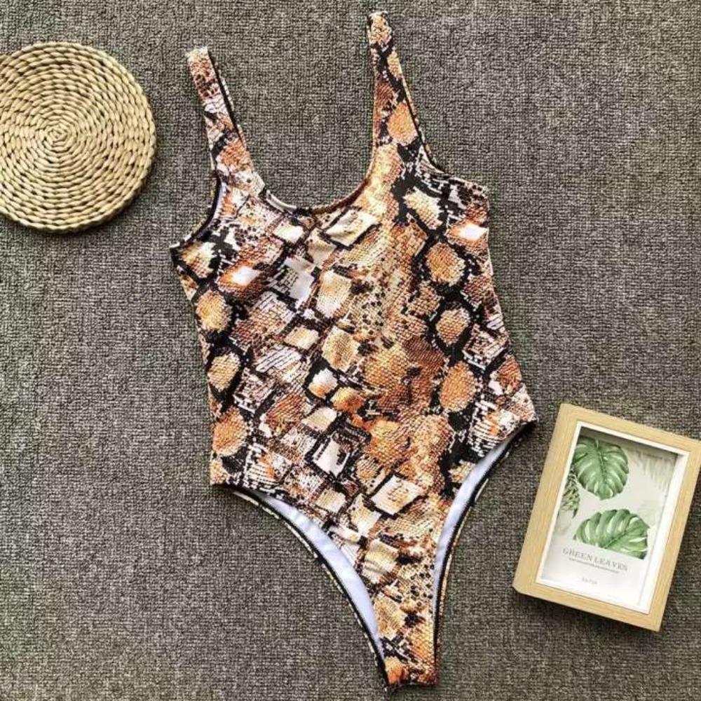 Swimwear Women's Snakeskin Tight-fitting One-piece Printed Sexy European and American Swimsuit